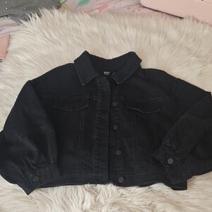 Oat New York Cropped Denim Black Jacket Small